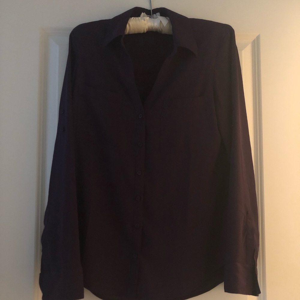 Dark purple express button down 💜